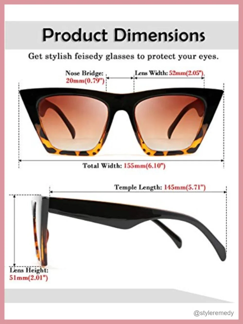 Vintage Square Cat Eye Sunglasses UV400 Protection